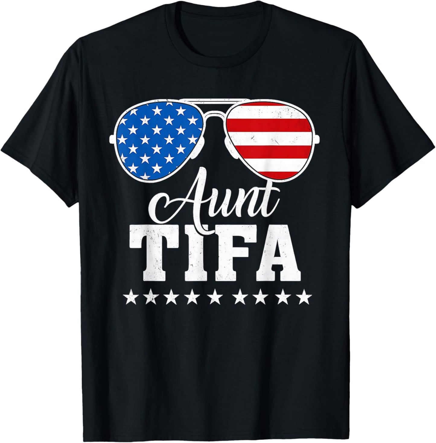 Aunt Tifa Patriotic Sunglasses T-Shirt - T-Shirt | Black