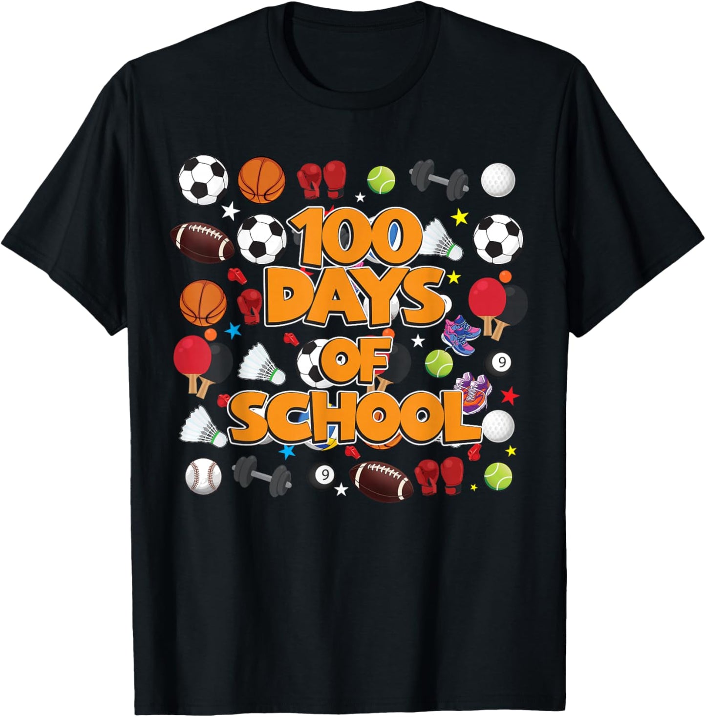 Happy 100 Days of School PE Teachers Kids Boys Girls T-Shirt - T-Shirt | Black