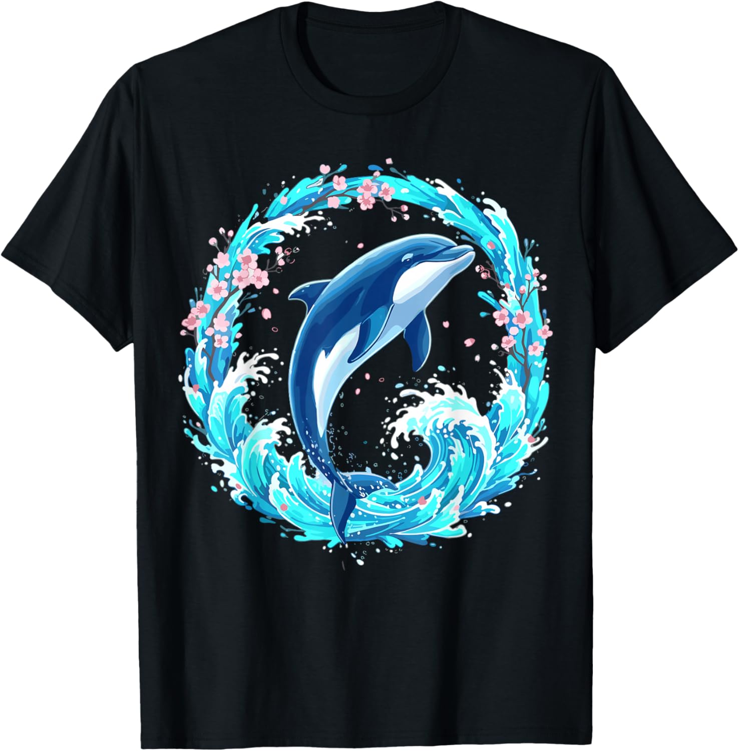Dolphin Floral T-Shirt - T-Shirt | Black