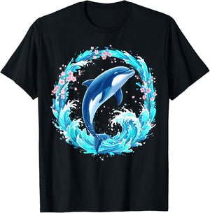 Dolphin Floral T-Shirt - T-Shirt | Black