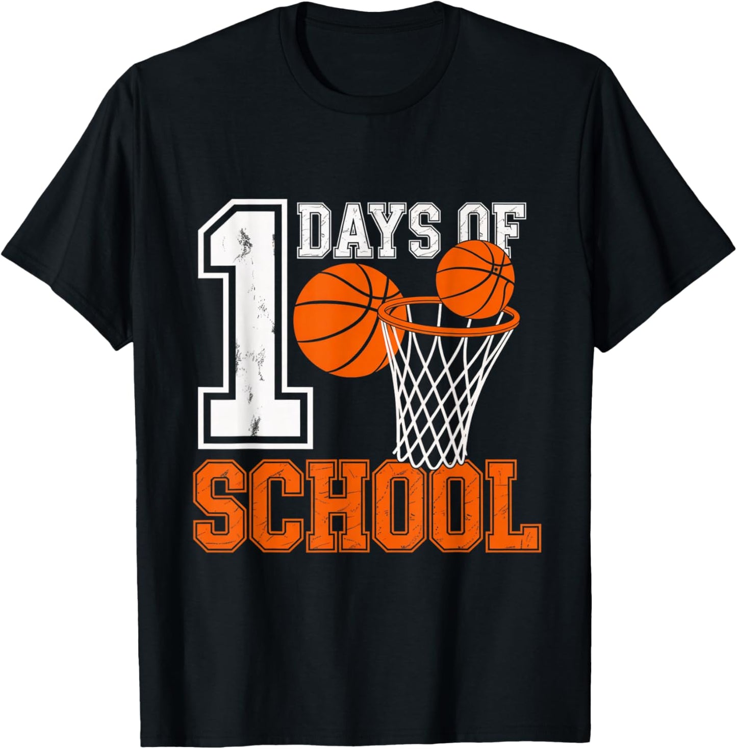 Retro 100 Days School Basketball Kids Hoops Art T-Shirt - T-Shirt | Black
