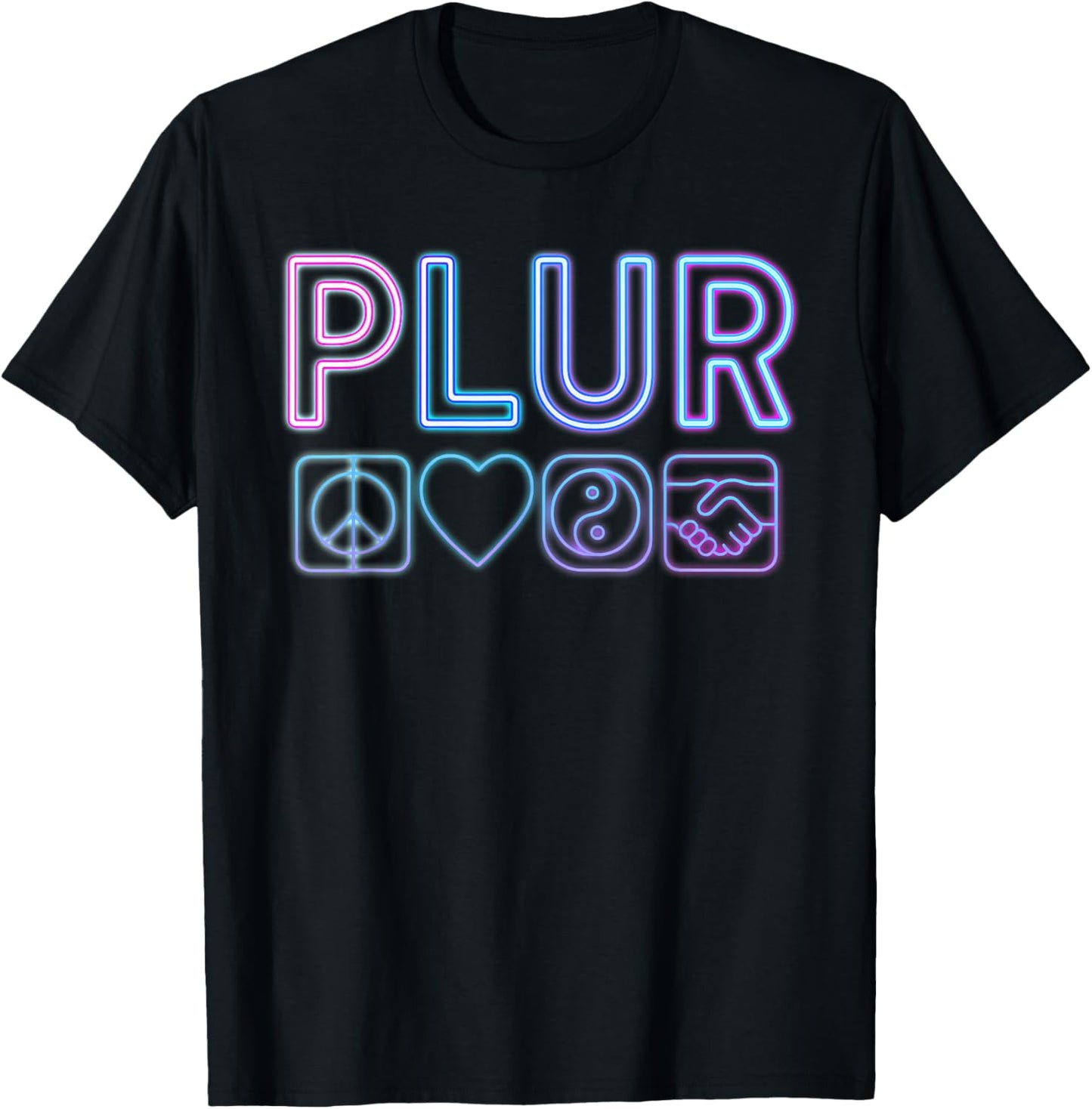 Plur Peace Love Unity Rave EDM Lover DJ Positivity Music T-Shirt - T-Shirt | Black