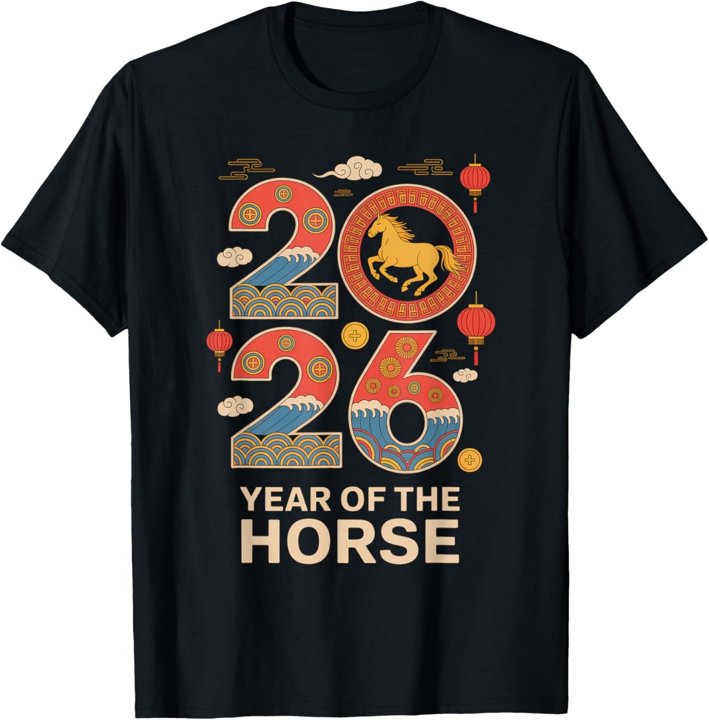 2026 Year of The Horse Chinese Zodiac Lunar New Year T-Shirt - T-Shirt | Black