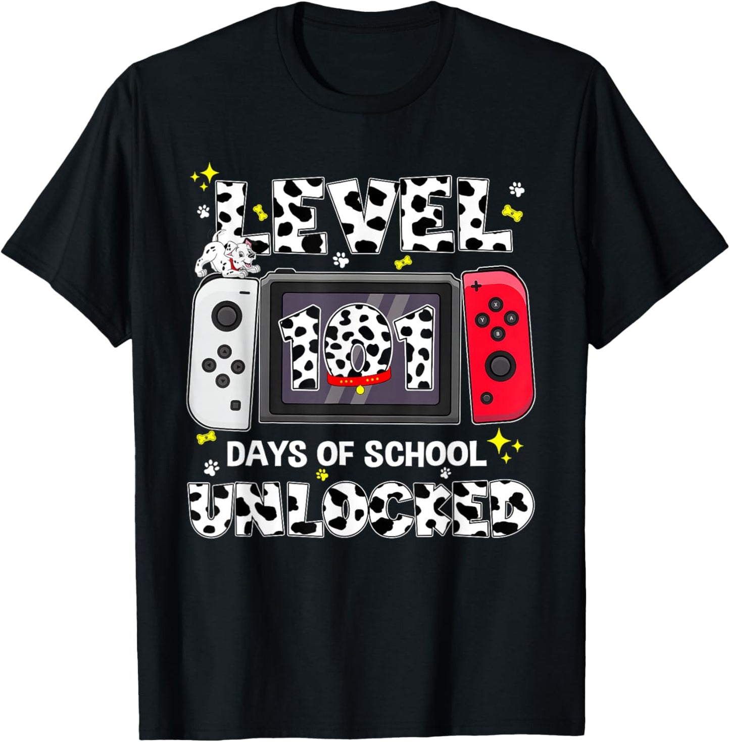 Level Unlocked Game Controller 101 Days School 100 Days T-Shirt - T-Shirt | Black