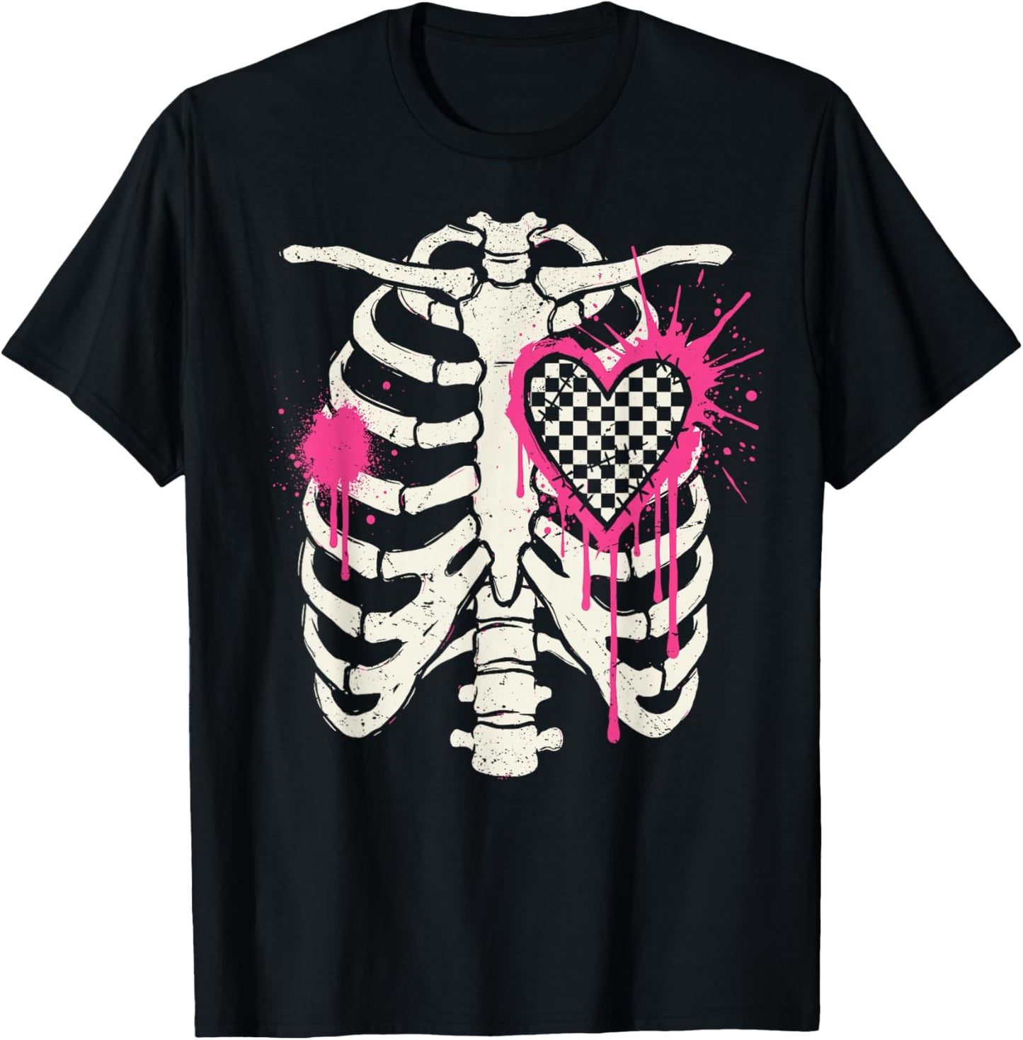 Scenecore Ribs & Heart | Still Emo Y2K 2000s Alt Mall Goth T-Shirt - T-Shirt | Black