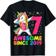 7 Years Old Unicorn Dabbing 7th Birthday Girl Unicorn Party T-Shirt - T-Shirt | Black