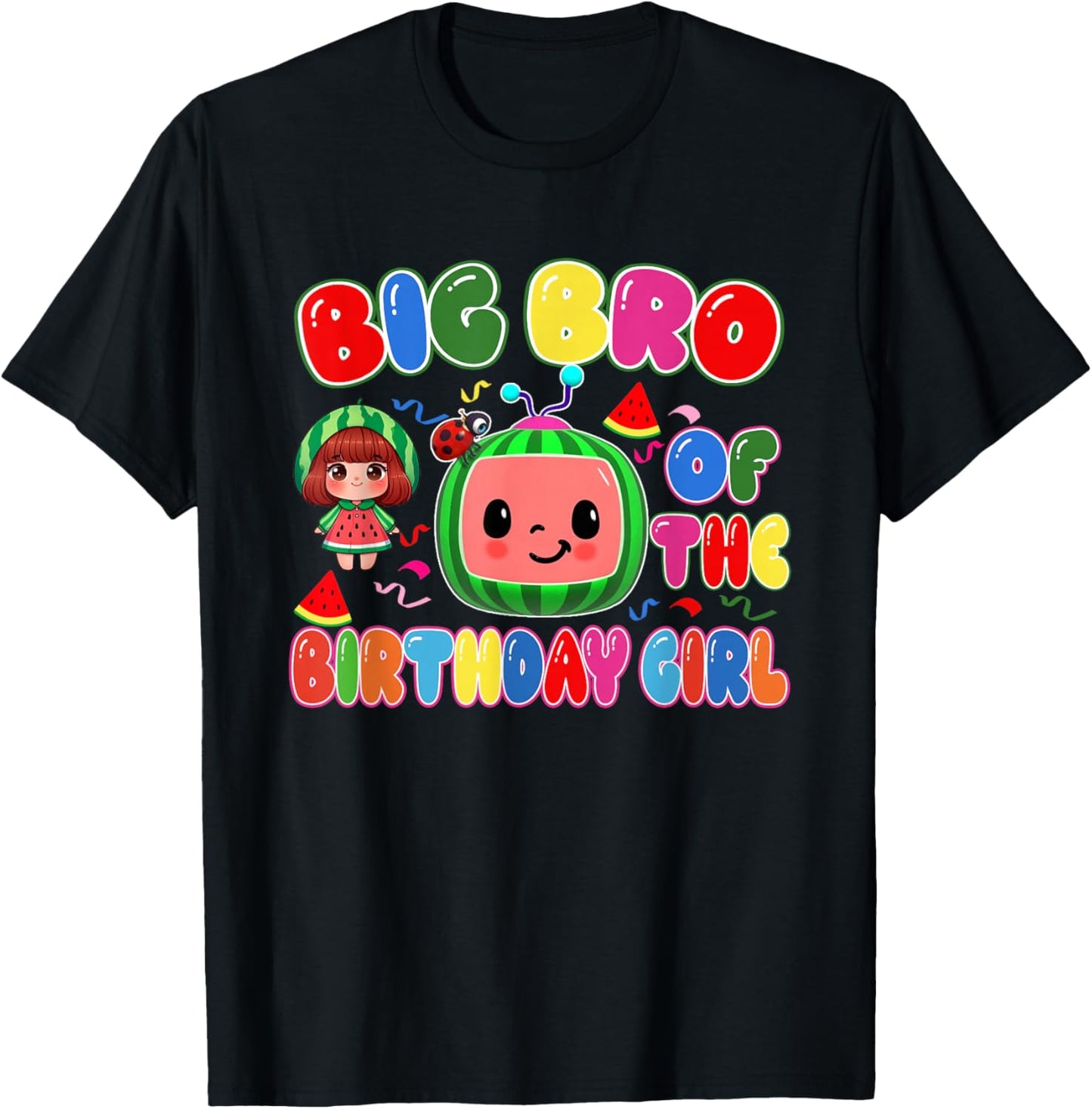 Big Bro of The Birthday Girl Melon Family Matching Funny T-Shirt - T-Shirt | Black