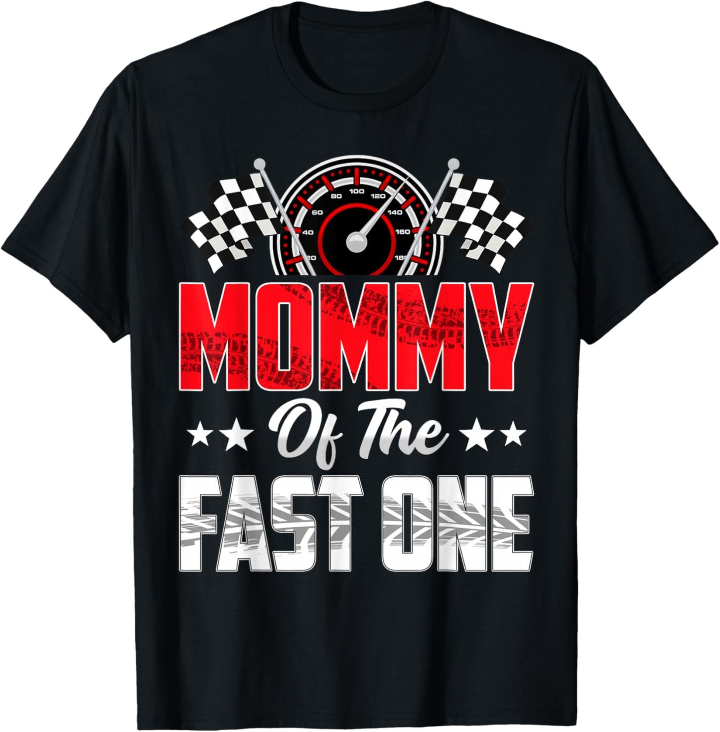 Mommy of The Fast One Birthday 1st Race Car Family T-Shirt - T-Shirt | Black