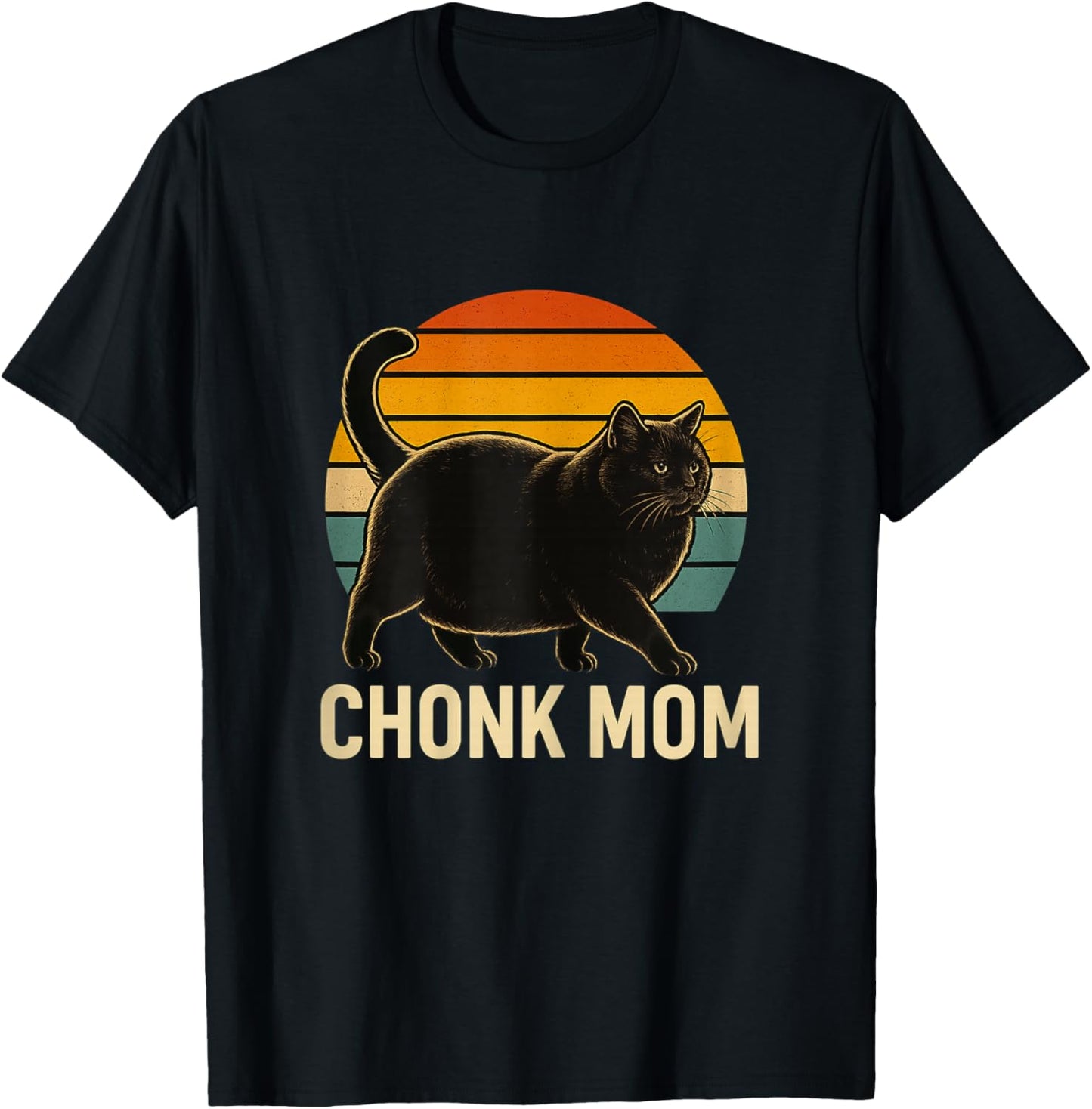 Chonk Cat Mom Scale Meme Funny Retro Style Mommy Cats Memes T-Shirt - T-Shirt | Black