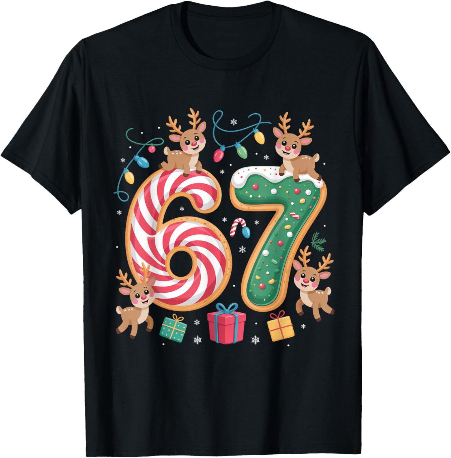Christmas 67 Funny Xmas Six Seven Ugly Sweater 6-7 T-Shirt - T-Shirt | Black