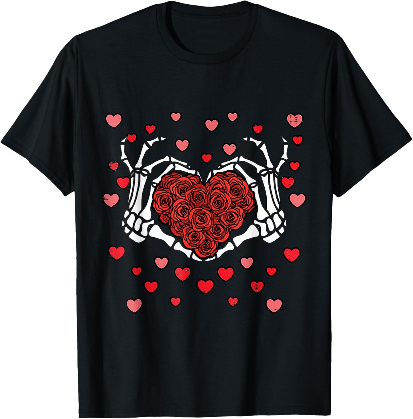 Valentine Skeleton Hand Heart Funny Valentine Love Men Women T-Shirt - T-Shirt | Black