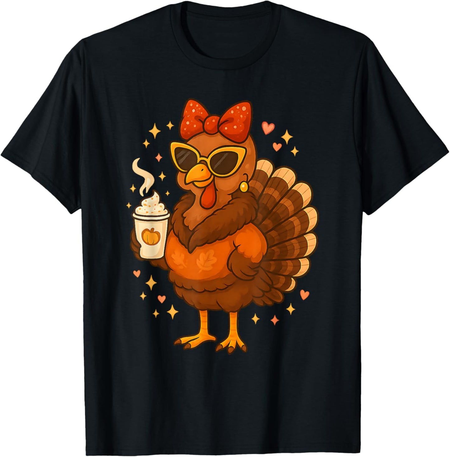 Glam Turkey Diva Pumpkin Spice Funny Thanksgiving Women Girl T-Shirt - T-Shirt | Black