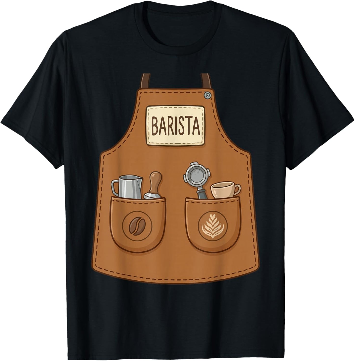 Barista Funny Cute Apron Coffee Espresso Costume T-Shirt - T-Shirt | Black