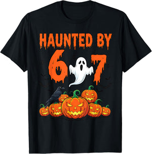 Haunted by 67 Funny Haunted by 6-7 Funny 6 7 Halloween T-Shirt - T-Shirt | Black