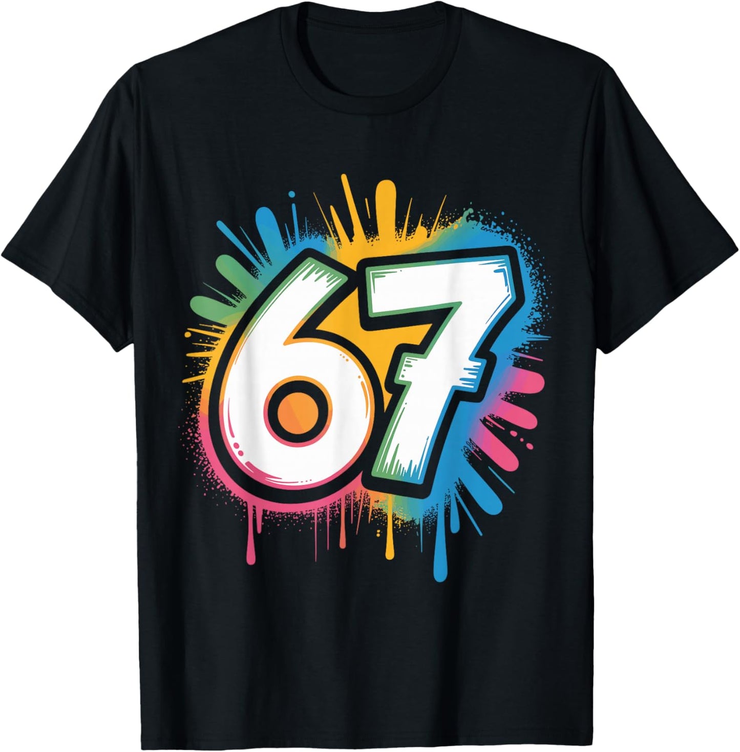 67 Meme Six Seven 6 7 Funny Brainrot Rizz Gen Alpha T-Shirt - T-Shirt | Black