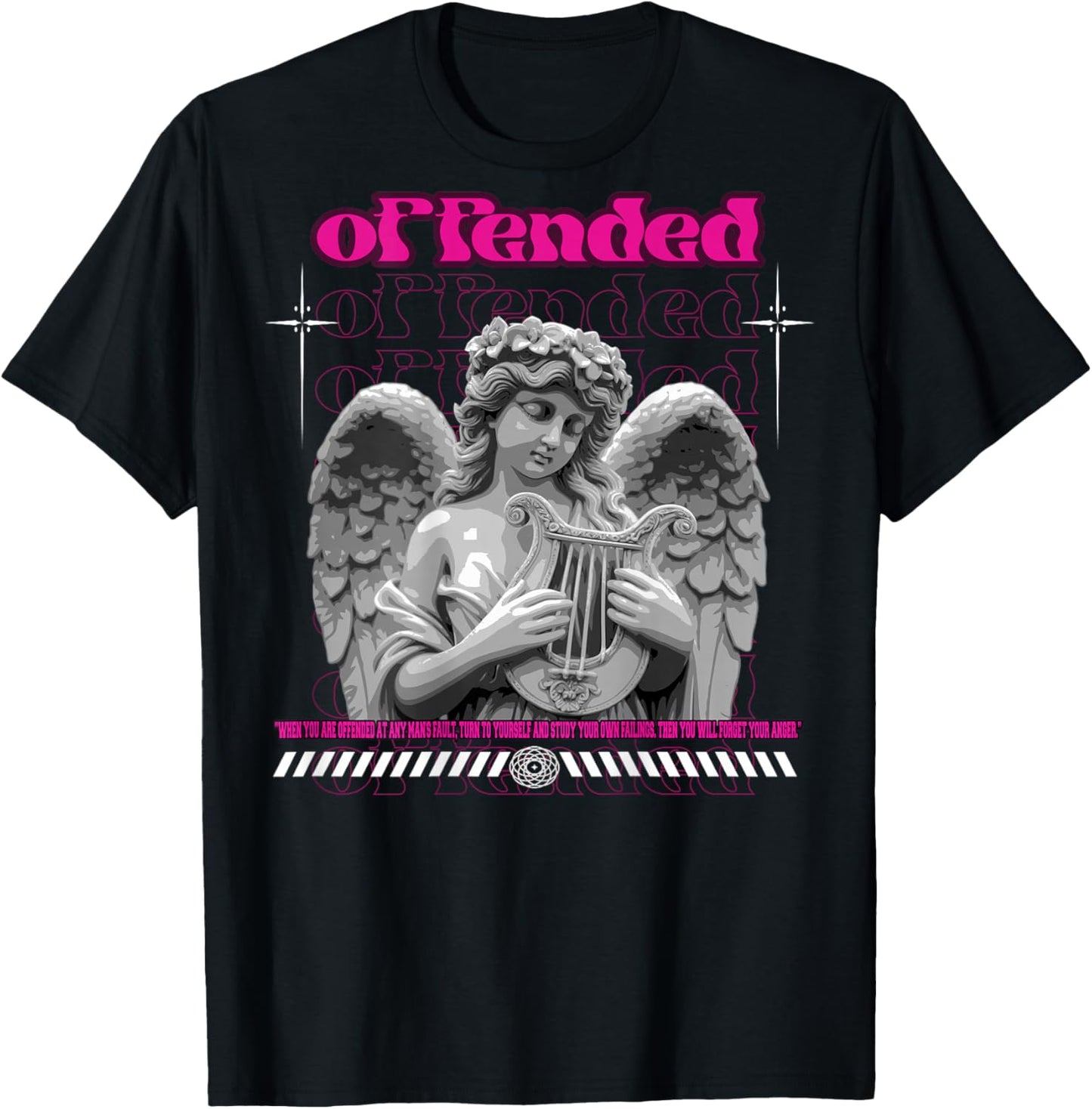 Y2K Angel Back Print Streetwear Aesthetic Hiphop Retro Urban T-Shirt - T-Shirt | Black