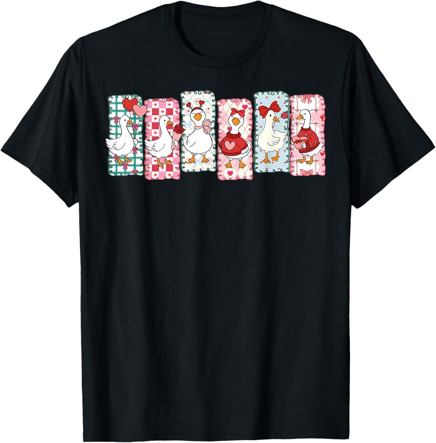 Just A Lovely Goose Cute Goose Valentine's Day T-Shirt - T-Shirt | Black