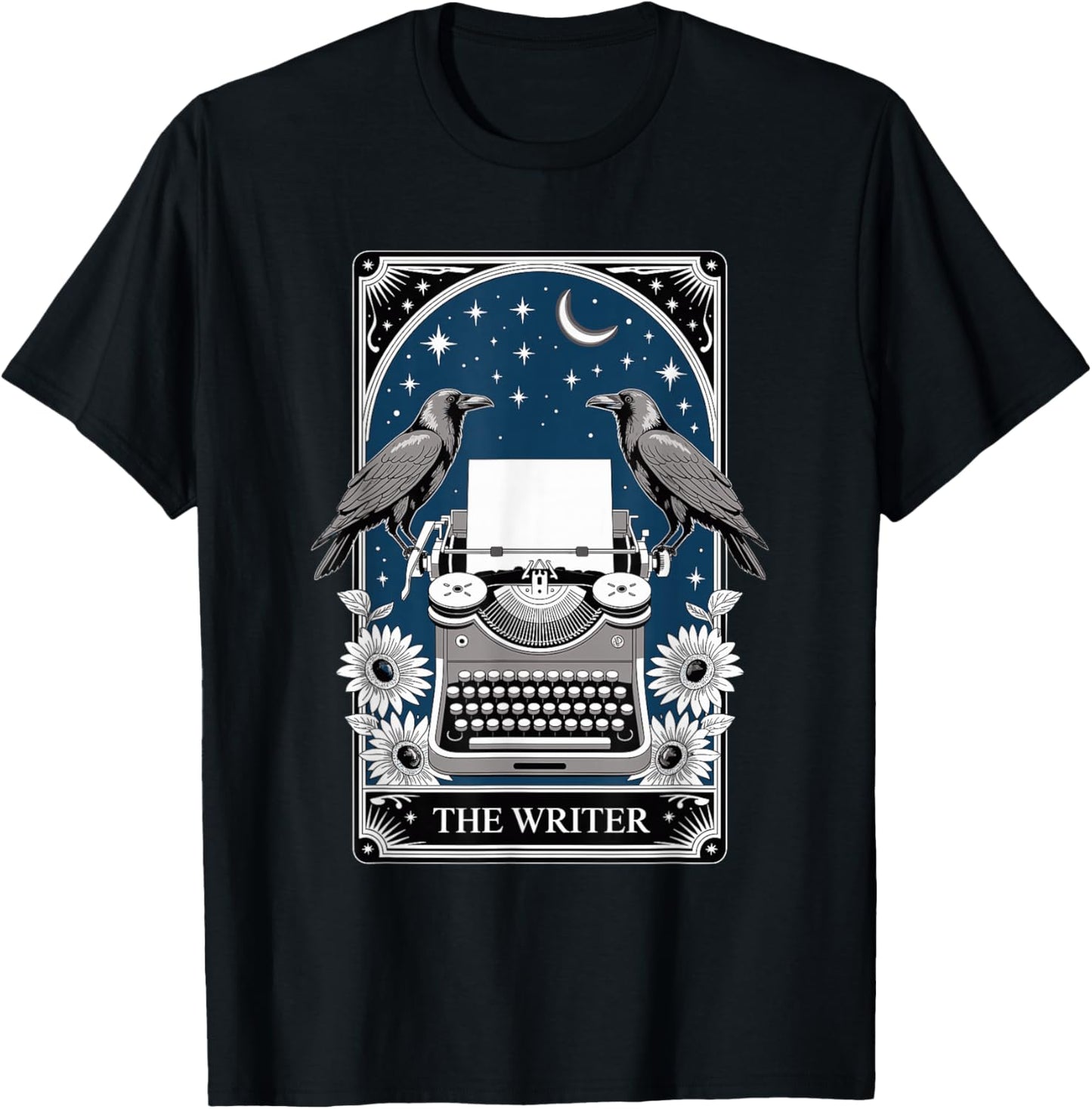 The Writer Typewriter Crow Writing Journalist Book Writer T-Shirt - T-Shirt | Black