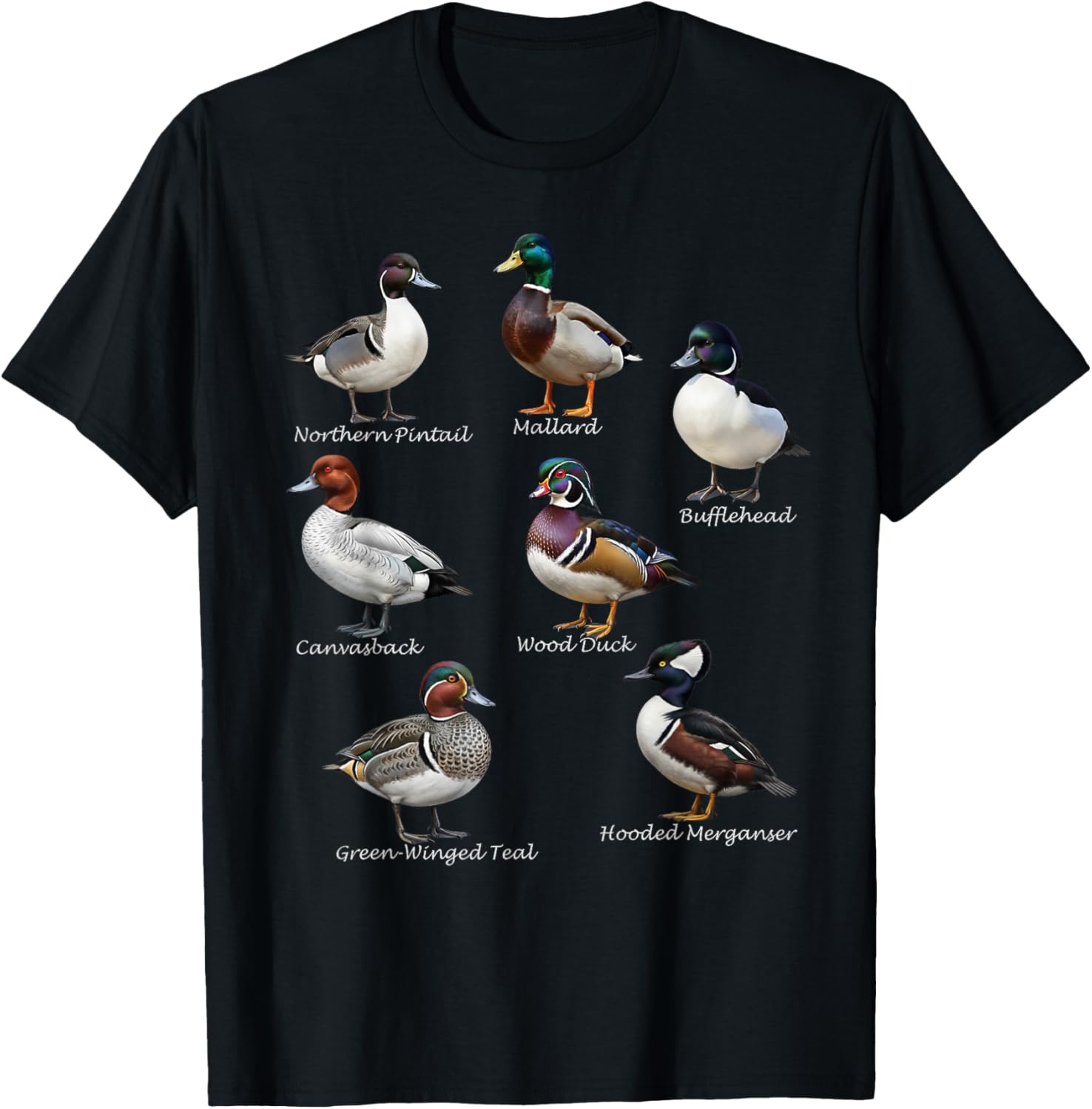 Wood Duck Bufflehead Mallard Birdlover Birdwatcher Bird T-Shirt - T-Shirt | Black