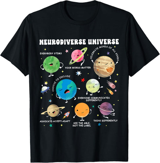 Neurodiverse Universe IEP SPED para Neurodiversity Autism T-Shirt - T-Shirt | Black