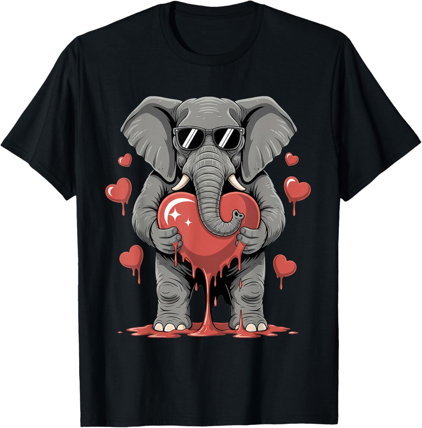 Valentines Day Cute Valentine Elephant Lover T-Shirt - T-Shirt | Black