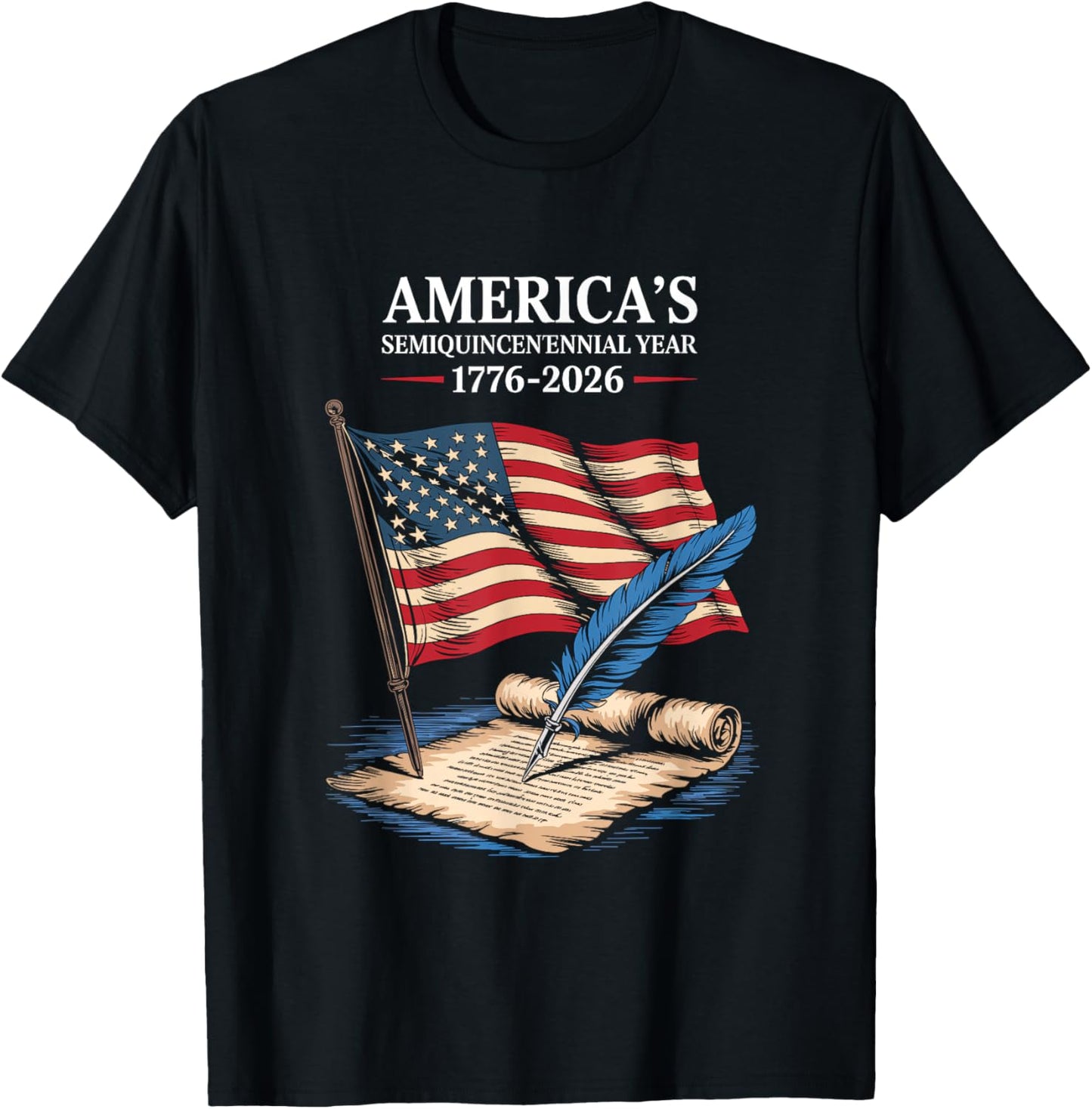 USA Flag 250 Years Independence Day 1776-2026 4th July T-Shirt - T-Shirt | Black