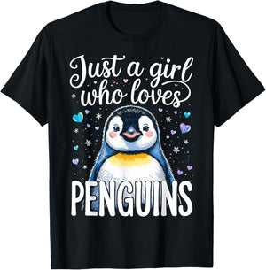 Penguin Cute Just a Girl Who Loves Penguins T-Shirt - T-Shirt | Black
