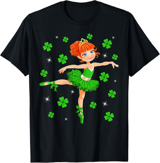 Cute Ballerinas Ballet Dancers St. Patrick's Day Girls Kids T-Shirt - T-Shirt | Black