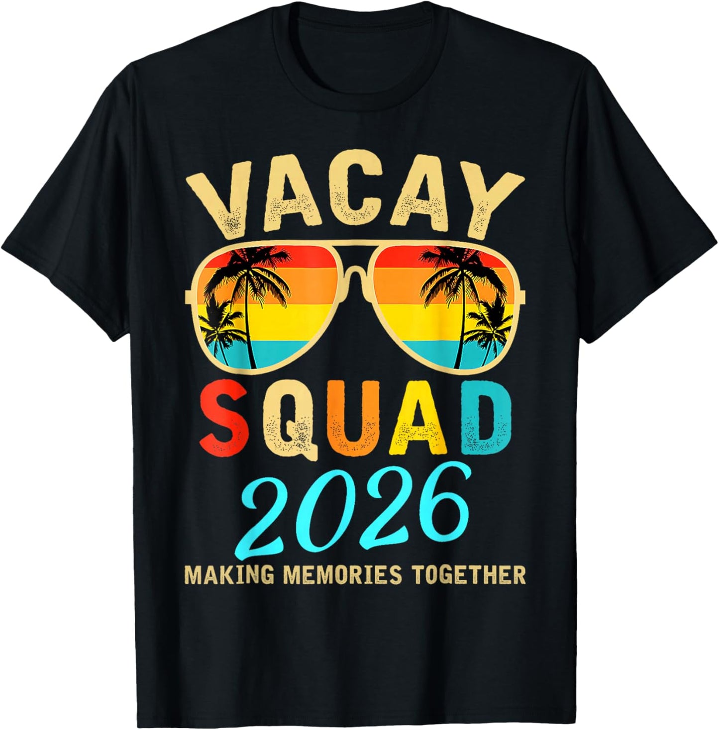 Vacay Squad 2026 Summer Vacation Family Friends Trip Palm T-Shirt - T-Shirt | Black