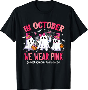 in October We Wear Pink Sonography Sonographer Breast Cancer T-Shirt - T-Shirt | Black