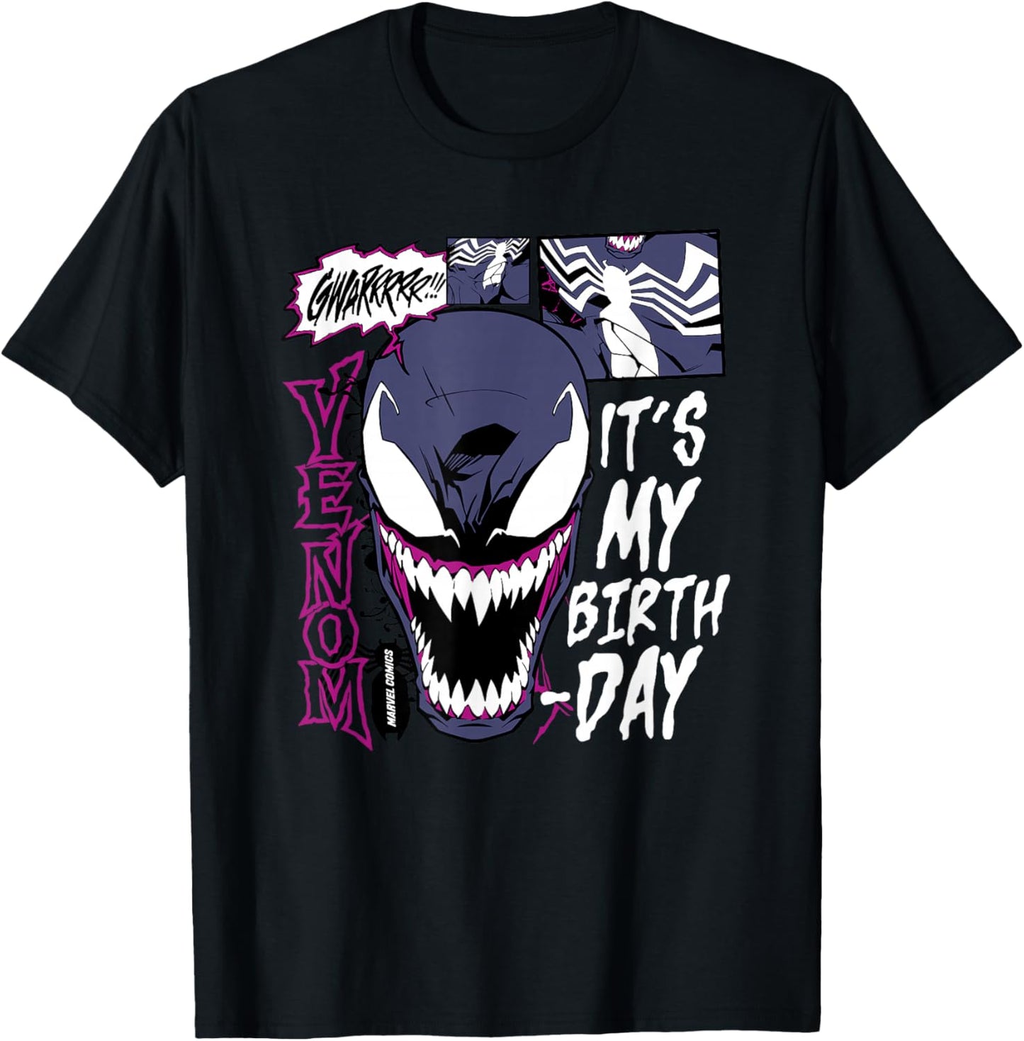 Marvel Comics Venom It's My Birthday Mask Portrait T-Shirt - T-Shirt | Black