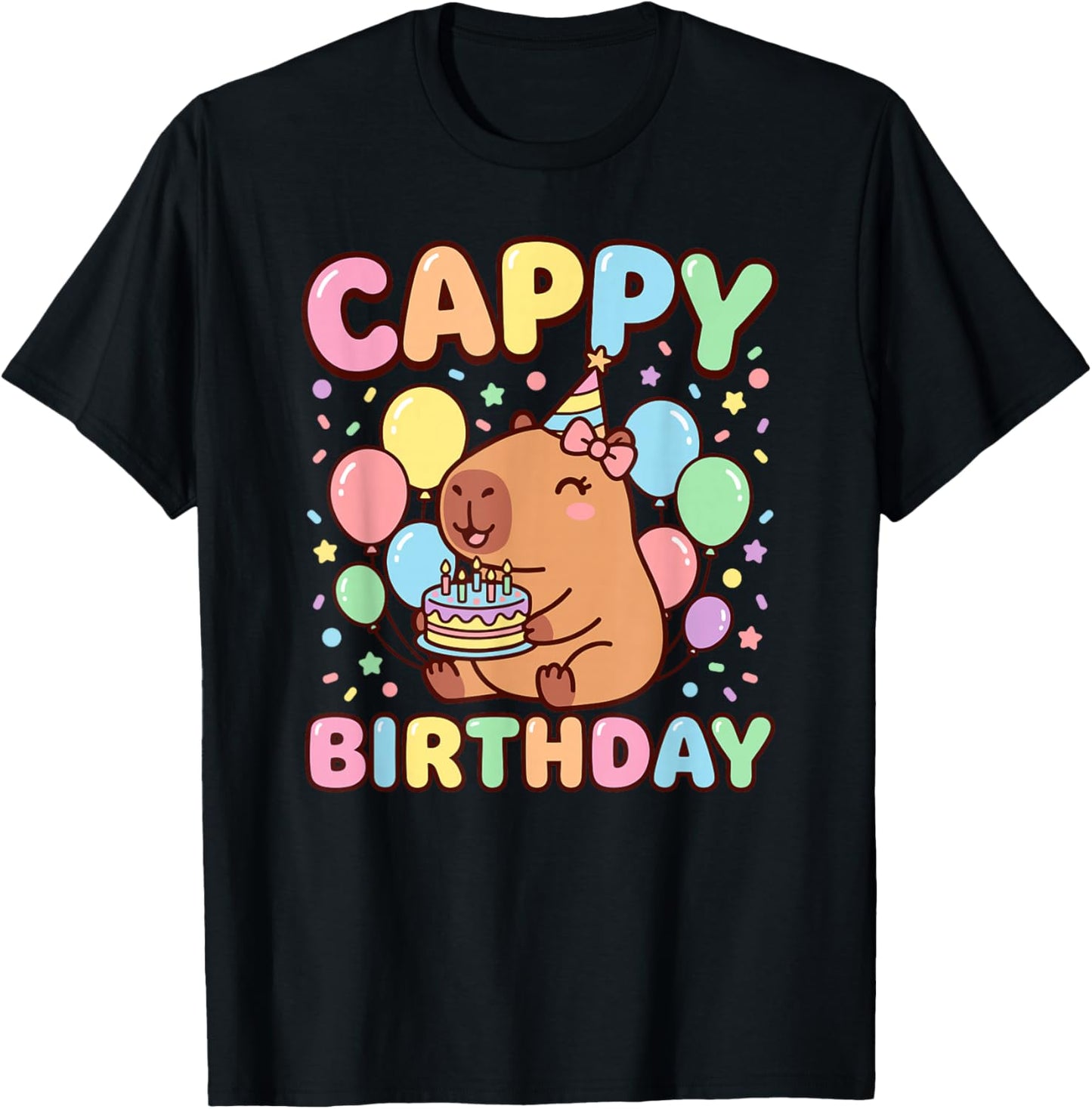 Capybara Birthday Happy Birthday T-Shirt - T-Shirt | Black