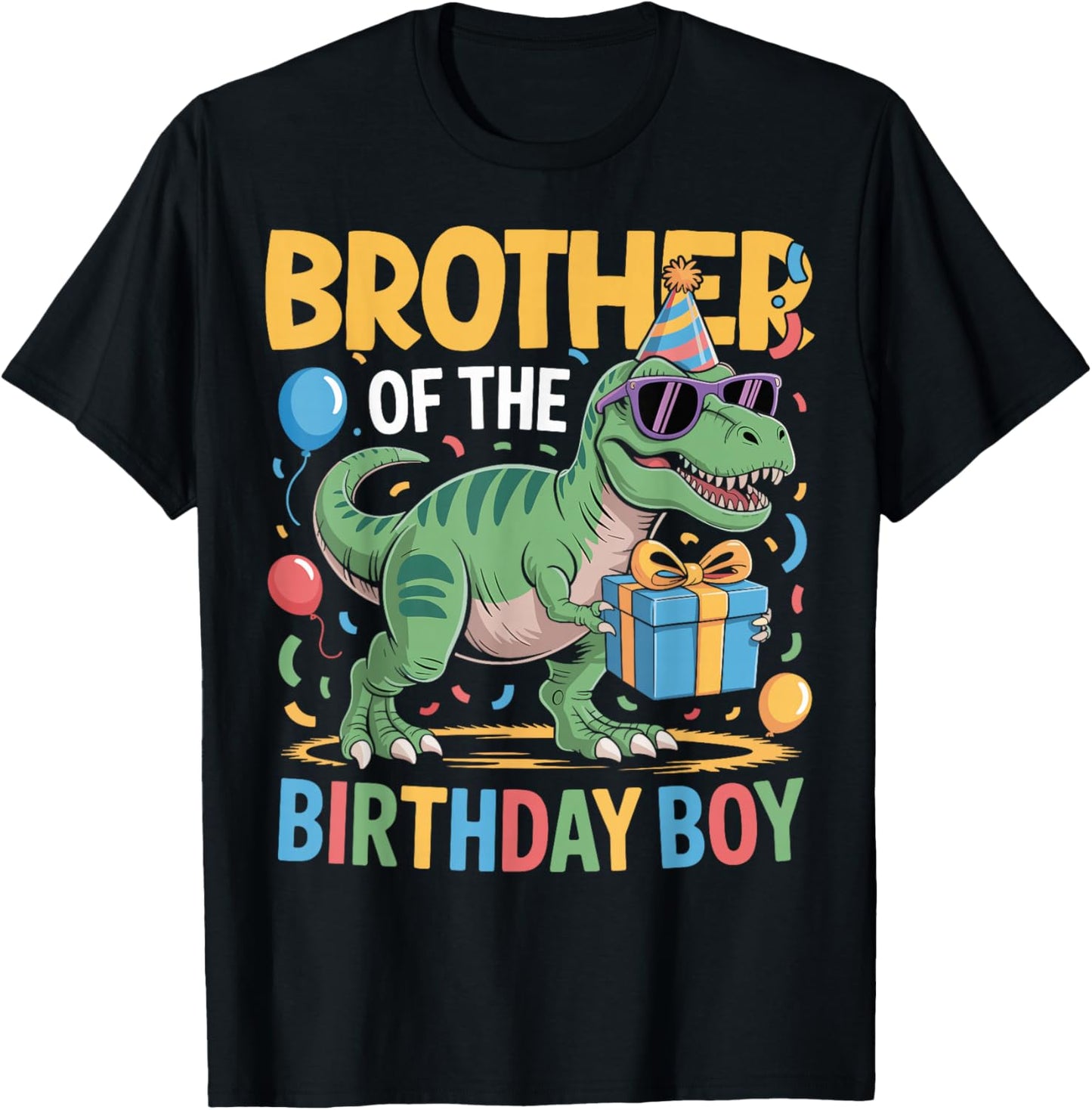 Brother of The Birthday Party Outfit Dinosaur Squad Brother T-Shirt - T-Shirt | Black
