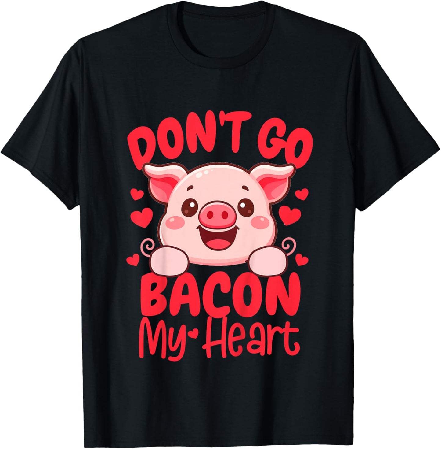 Kids Valentine’s Day Baby Toddler XOXO Don't Go A Bacon My Heart T-Shirt - T-Shirt | Black