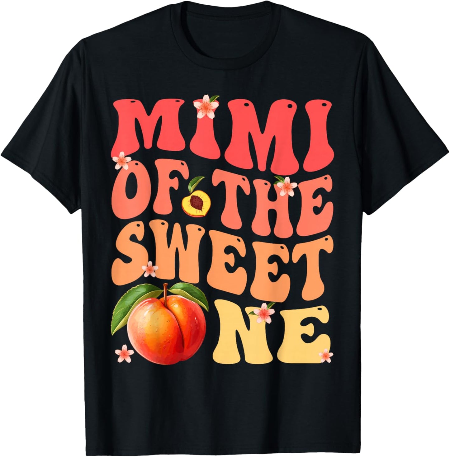 Mimi of The Sweet One 1St Birthday Girl Peach Groovy T-Shirt - T-Shirt | Black