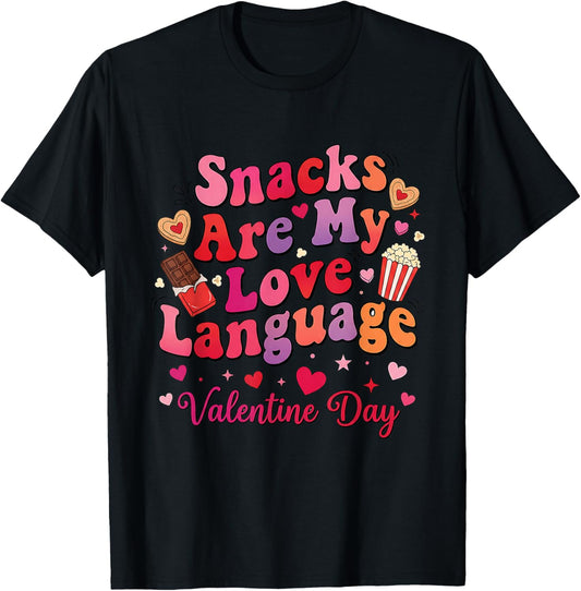 Snacks are My Love Language Funny Food Lover Kids Boys Girls T-Shirt - T-Shirt | Black