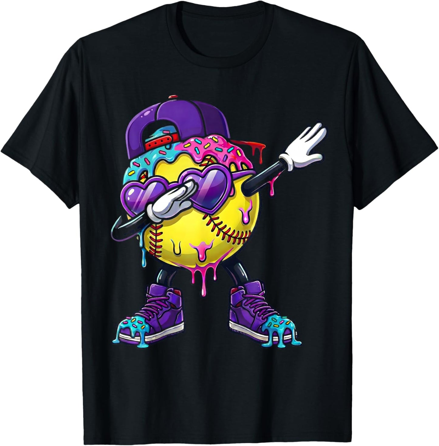 Softball Ice Cream Drip Dabbing Sports Sprinkles for Boys T-Shirt - T-Shirt | Black