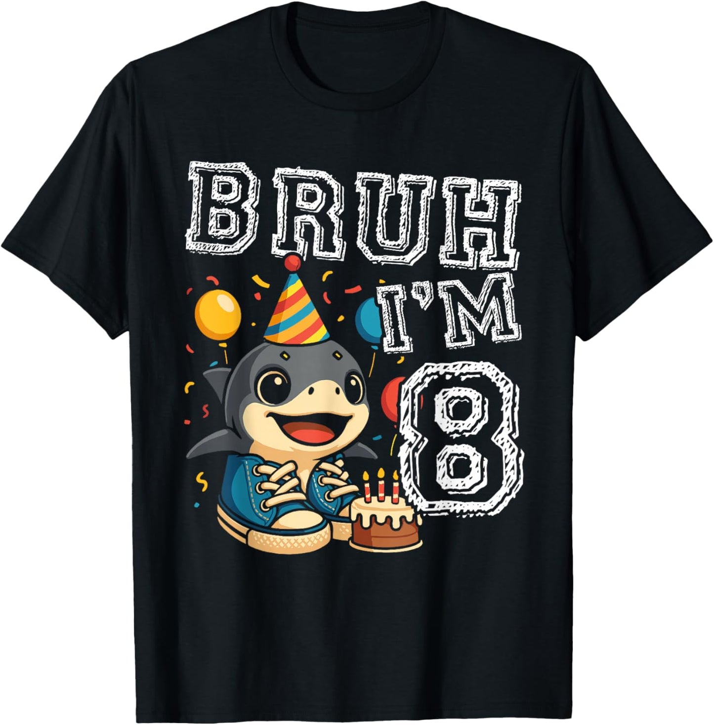 Italian Brainrot Bruh I'm 8 Age 8th Kids Boys Girls T-Shirt - T-Shirt | Black