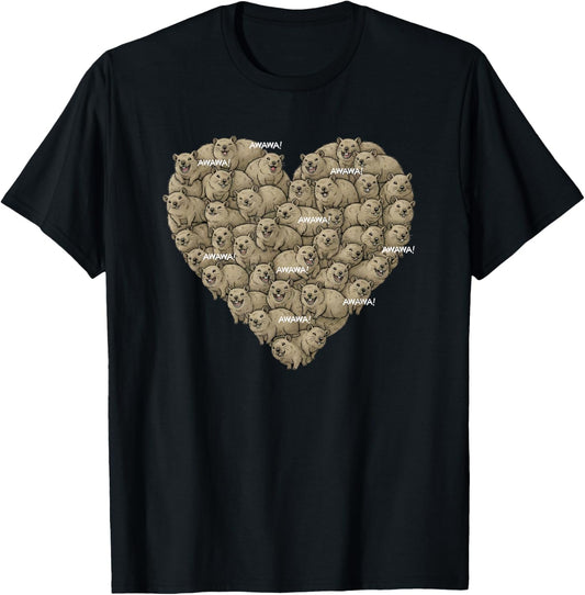 Rock Hyrax Awawa Heart Cluster Valentines Day Funny Cute T-Shirt - T-Shirt | Black