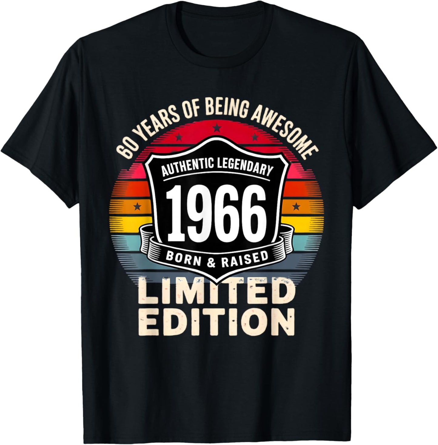 Vintage 1966 60th Birthday Gift Men Women 60 Years Old T-Shirt - T-Shirt | Black