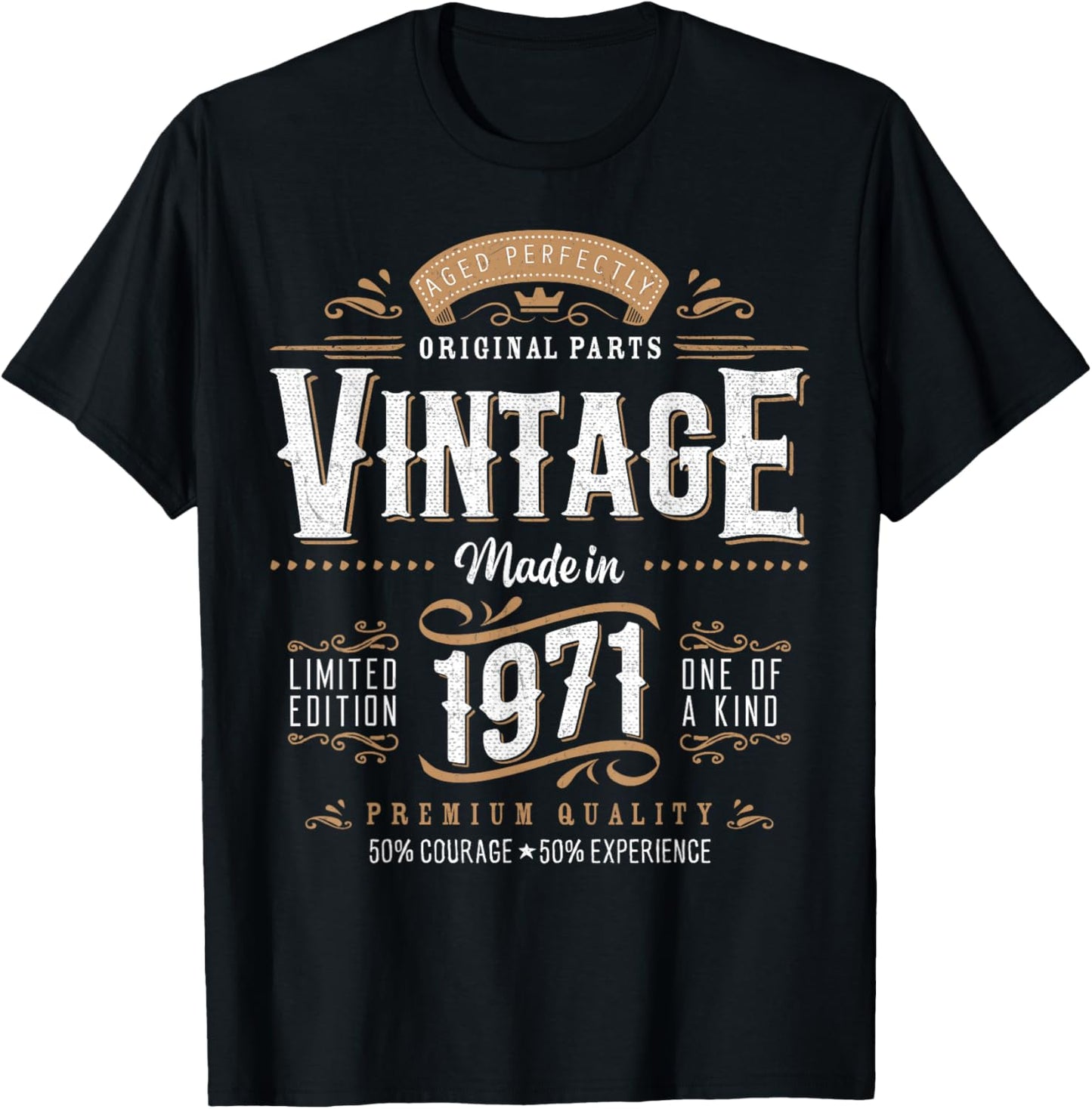 Vintage 1971 Label 55th Birthday Gift Men Women 55 Year Old T-Shirt - T-Shirt | Black