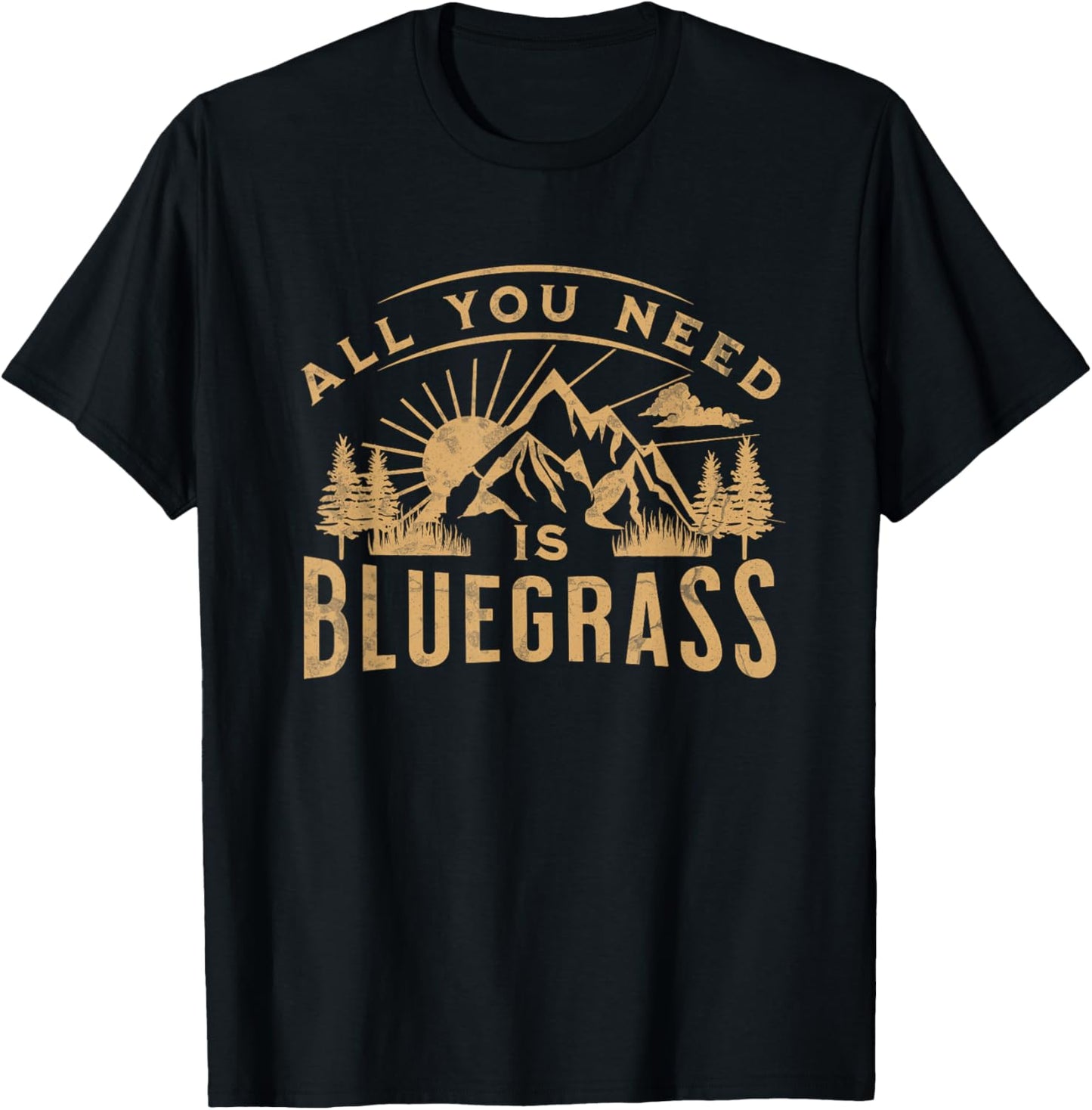 Bluegrass Music Lover Appalachian Design T-Shirt - T-Shirt | Black