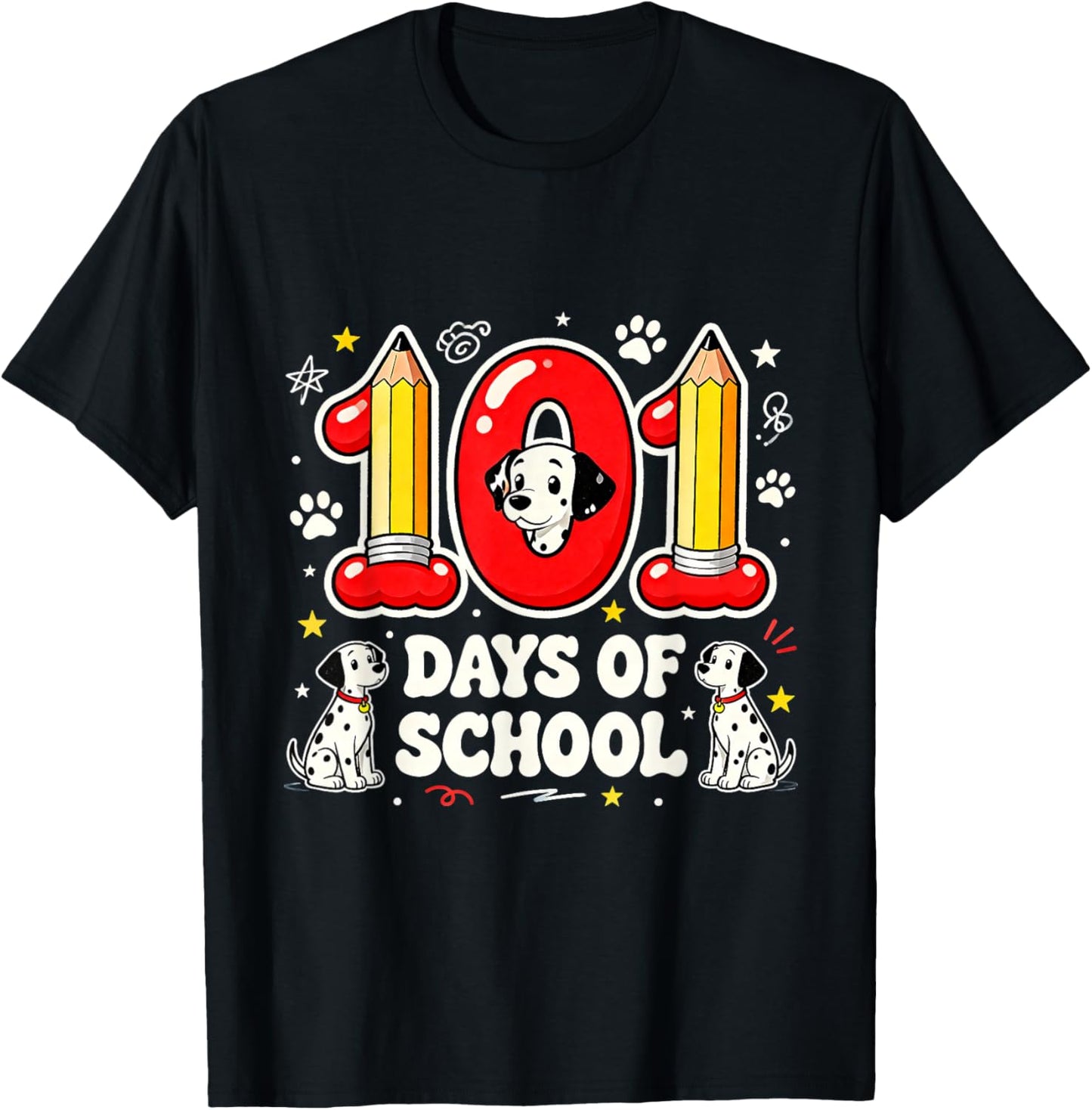 101 Days of School Cute Puppy Classroom Design T-Shirt - T-Shirt | Black