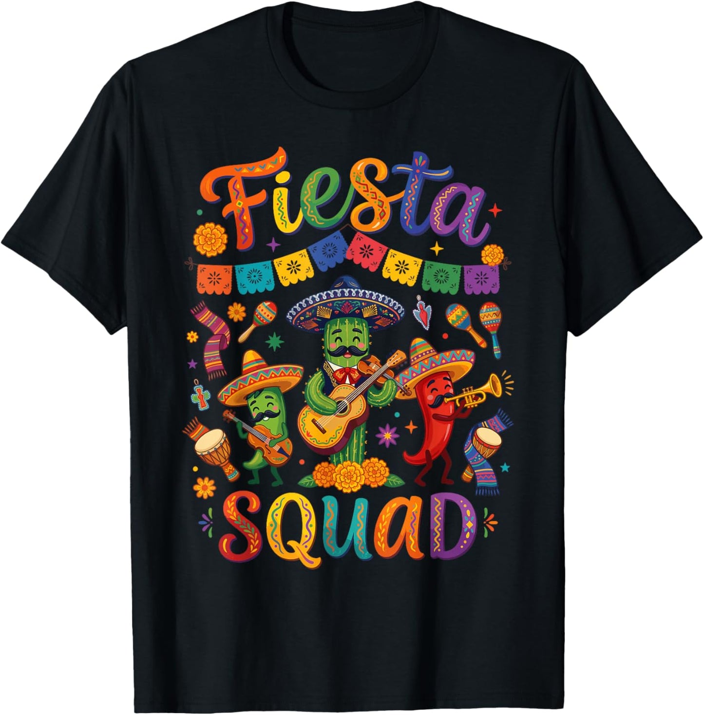 Fiesta Squad Funny Cinco De Mayo T-Shirt - T-Shirt | Black