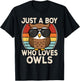 Just A Boy Who Loves Owls Owl Lover Boys Kids T-Shirt - T-Shirt | Black
