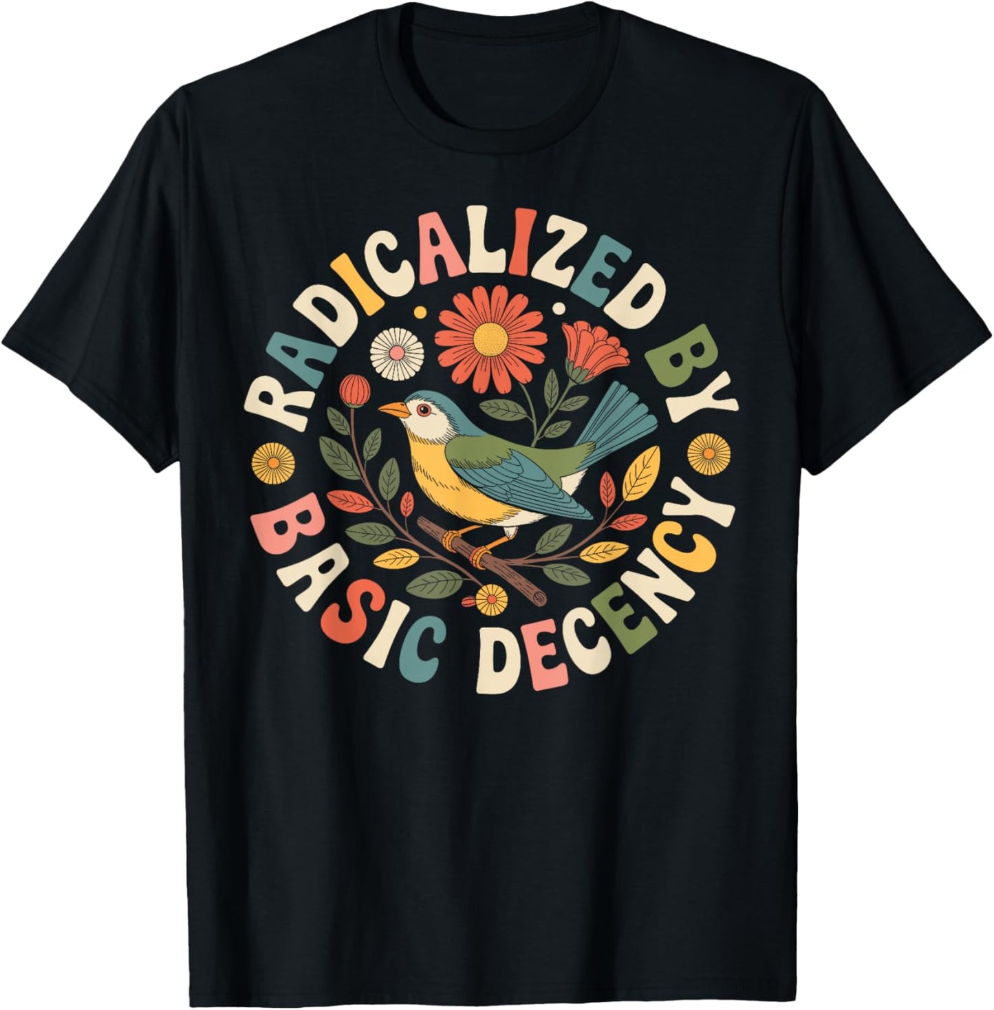 Radicalized by Basic Decency Retro Bird Peace Women T-Shirt - T-Shirt | Black