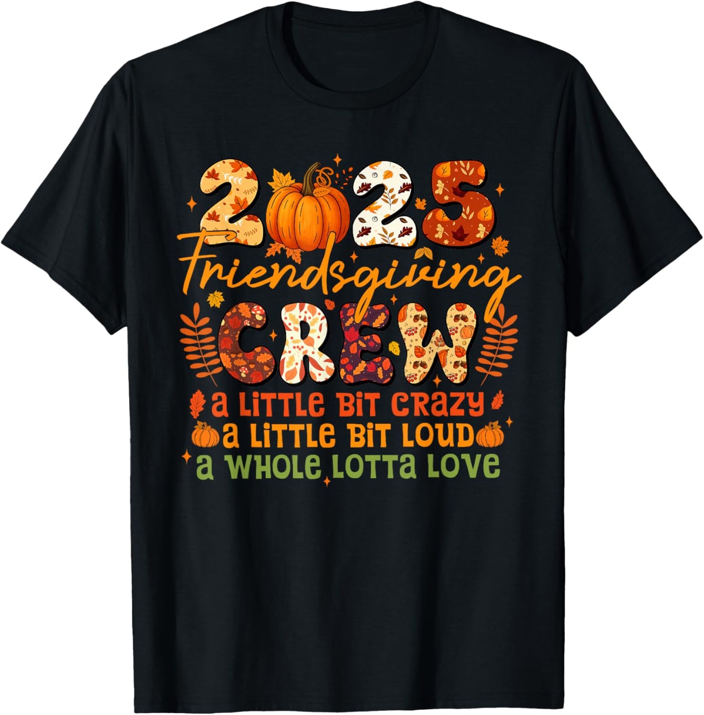 2025 Friendsgiving Crew Matching Funny Thanksgiving Pumpkin T-Shirt - T-Shirt | Black