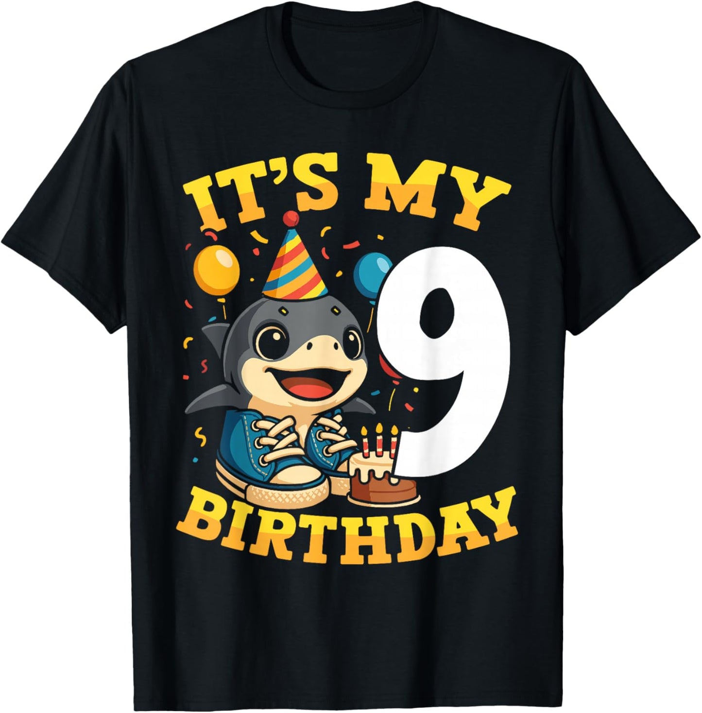 Italian Brainrot It's My Birthday 9 Age 9th Kids Boys Girls T-Shirt - T-Shirt | Black