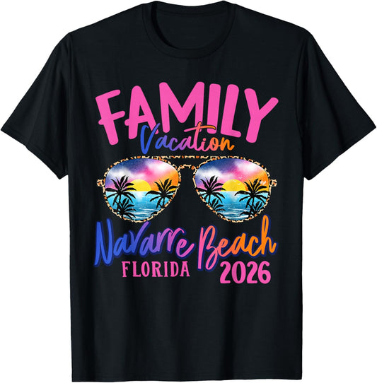 Navarre Beach Florida Vacation 2026 Matching Family Group T-Shirt - T-Shirt | Black