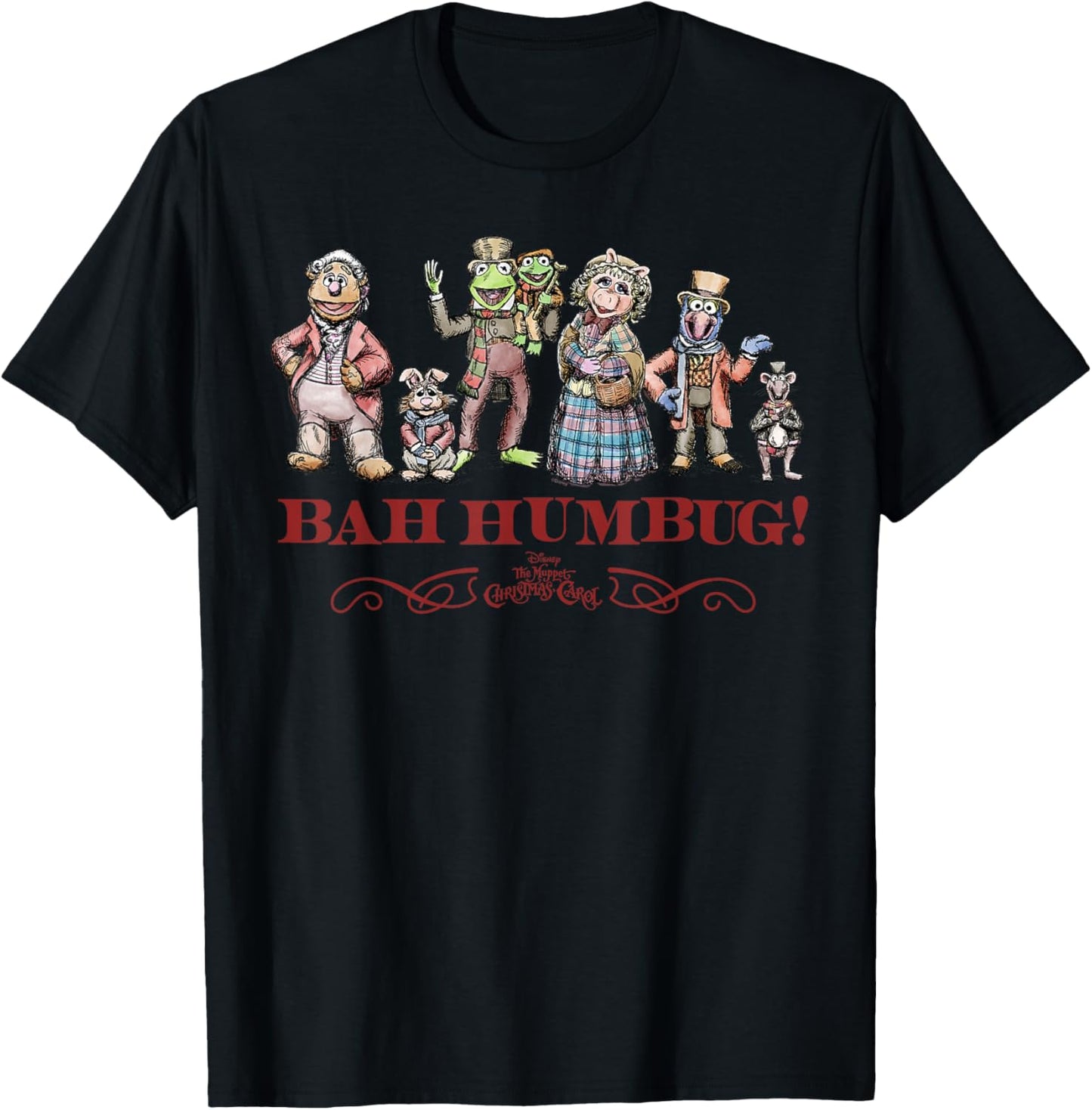Disney The Muppet Christmas Carol Bah Humbug! Holiday T-Shirt - T-Shirt | Black